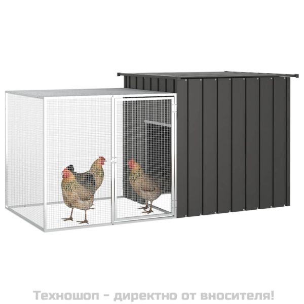 Клетка за пилета, антрацит, 200x91x100 см, поцинкована стомана