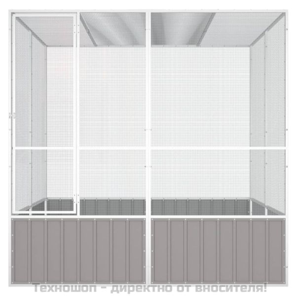 Клетка за птици сива 213,5x217,5x211,5 см поцинкована стомана