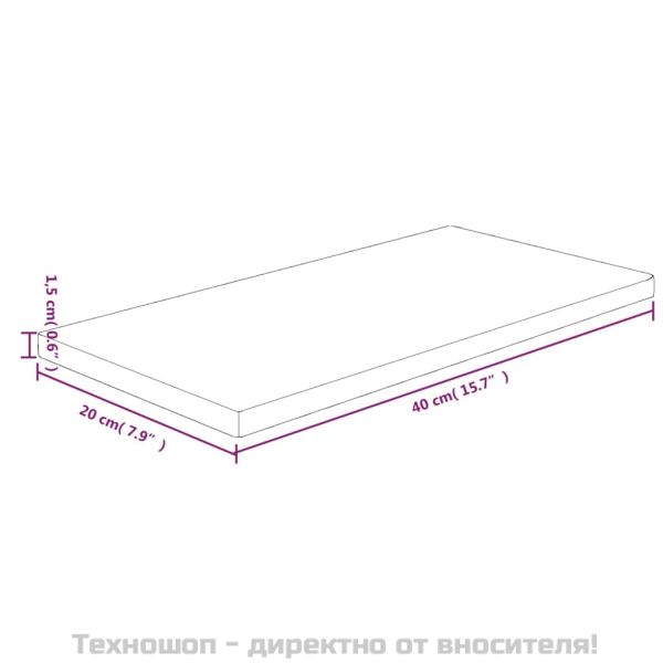 Дъска за рафт, 40x20x1,5 см, необработен масивен дъб