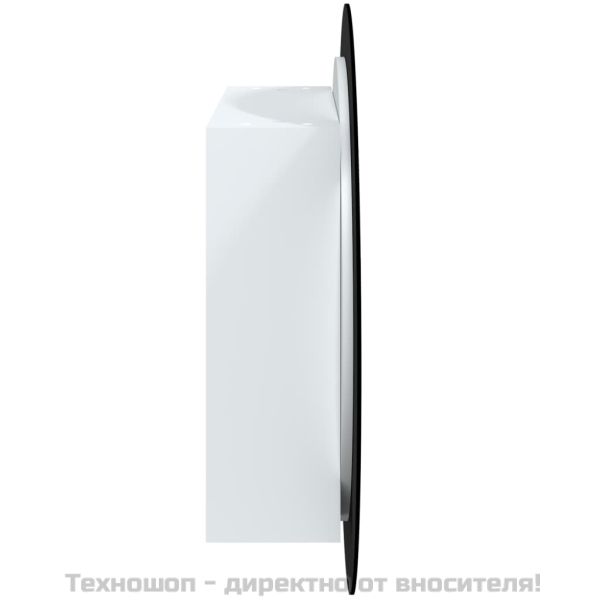 Шкаф за баня с кръгло огледало и LED, бял, 54x54x17,5 см