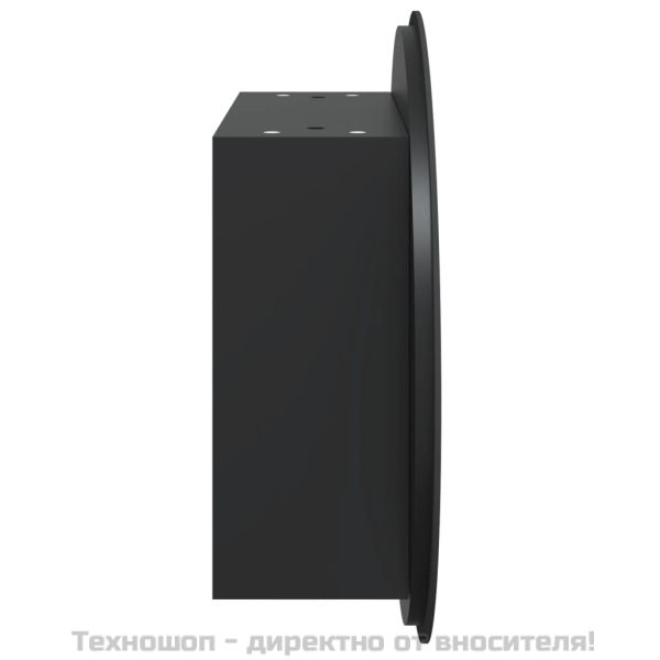Шкаф за баня с кръгло огледало и LED, черен, 47x47x17,5 см