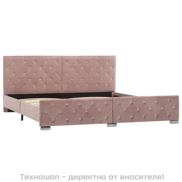 Рамка за легло, розова, кадифе, 180x200 см