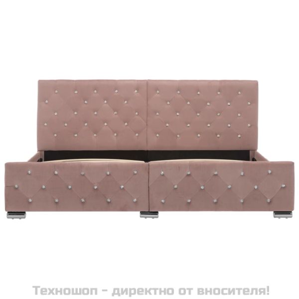 Рамка за легло, розова, кадифе, 180x200 см