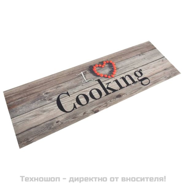 Кухненско килимче, миещо, Cooking, сиво, 60x180 см, кадифе