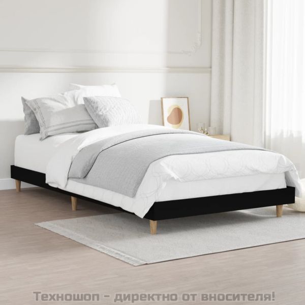 Рамка за легло, черна, 100x200 см, инженерно дърво