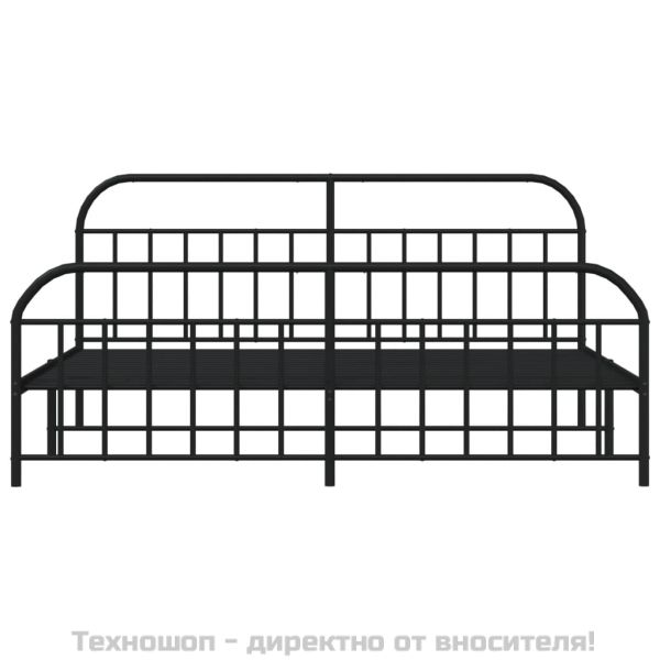 Метална рамка за легло с горна и долна табла, черна, 193x203 см