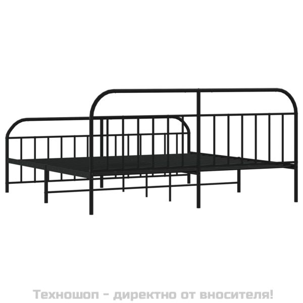 Метална рамка за легло с горна и долна табла, черна, 193x203 см