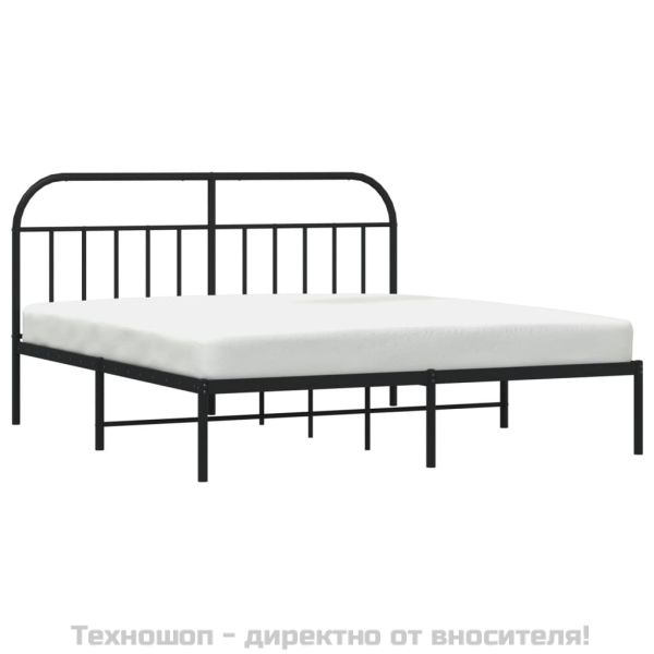 Метална рамка за легло с горна табла, черна, 183x213 см