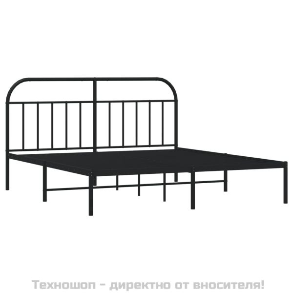 Метална рамка за легло с горна табла, черна, 183x213 см