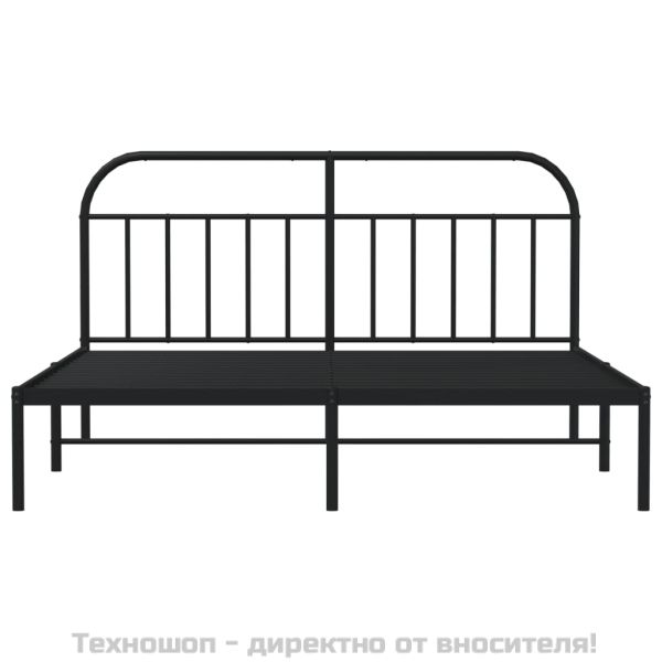 Метална рамка за легло с горна табла, черна, 183x213 см