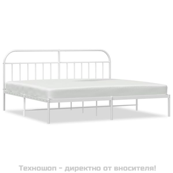 Метална рамка за легло с горна табла, черна, 193x203 см