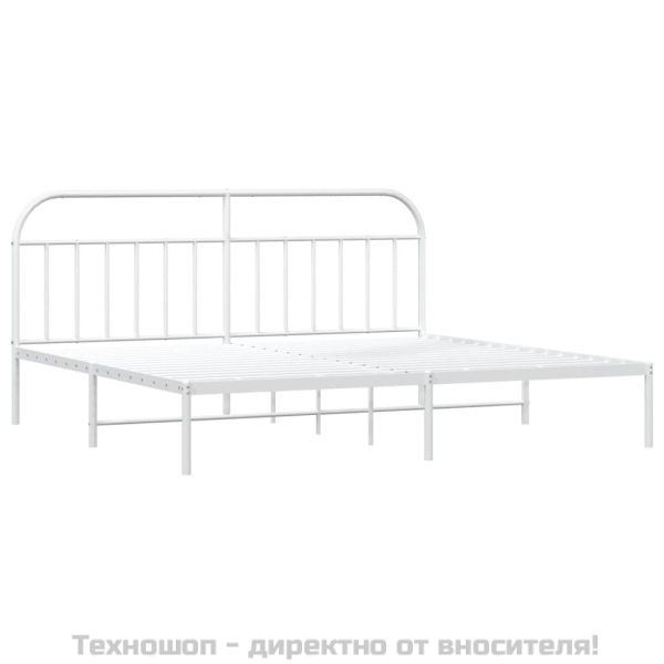 Метална рамка за легло с горна табла, черна, 193x203 см