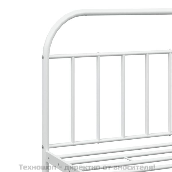 Метална рамка за легло с горна табла, черна, 193x203 см