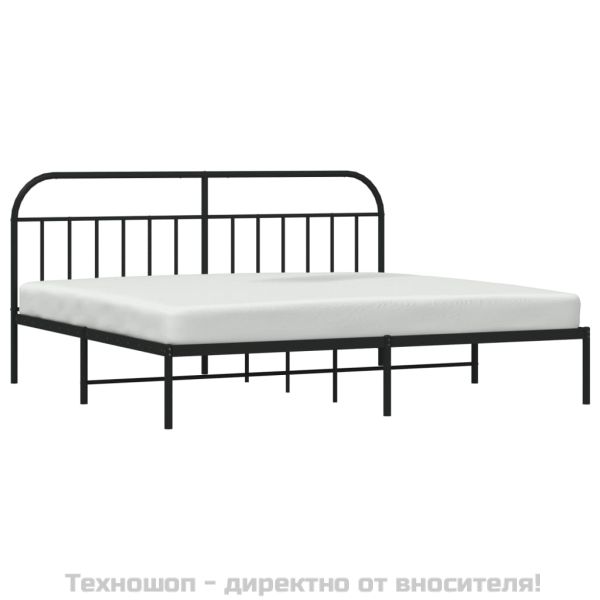 Метална рамка за легло с горна табла, черна, 193x203 см