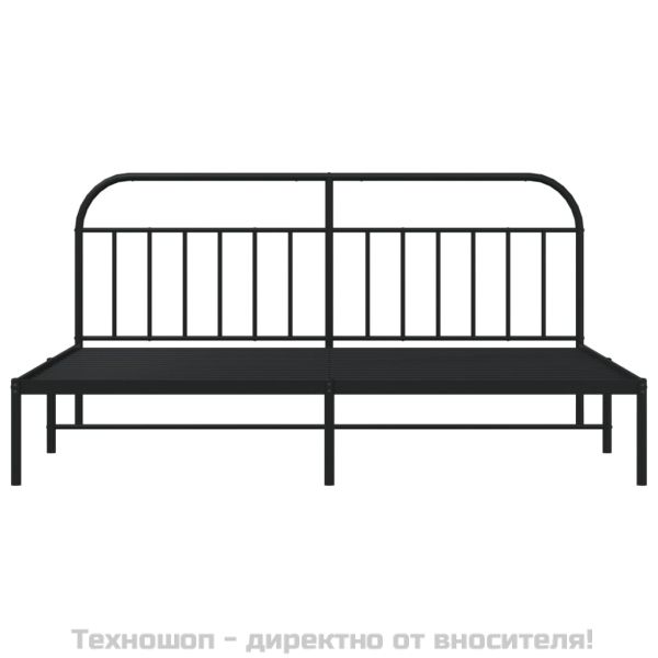 Метална рамка за легло с горна табла, черна, 193x203 см