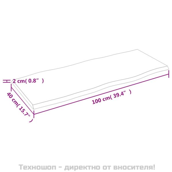 Плот за маса 100x40x2 см необработено масивно дърво дъб жив ръб