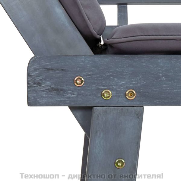 Градинска пейка с възглавници 2-в-1, 190 см, сива, акация масив