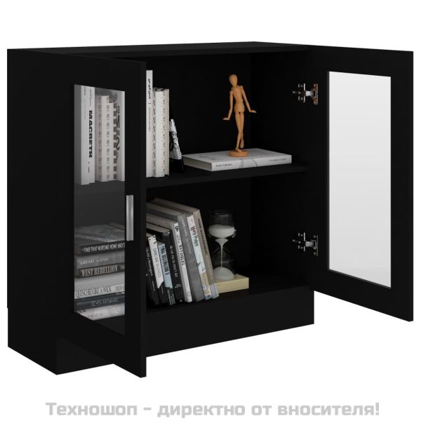 Шкаф витрина, черен, 82,5x30,5x80 см, ПДЧ