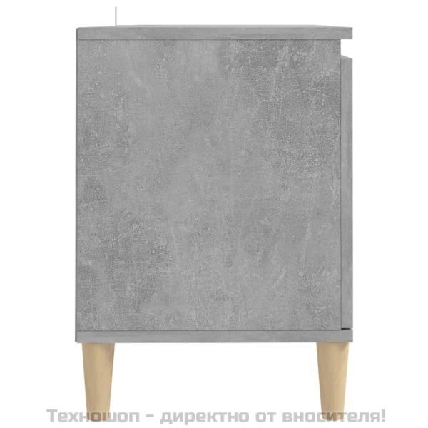 ТВ шкаф с крака от масивно дърво, бетонно сив, 103,5x35x50 см