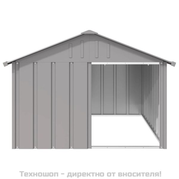 Кучешка къща сива 116,5x153x81,5 см поцинкована стомана