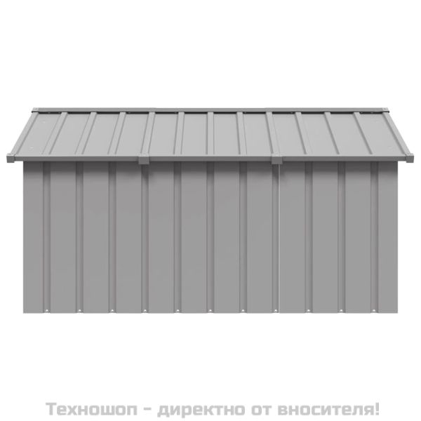 Кучешка къща сива 116,5x153x81,5 см поцинкована стомана