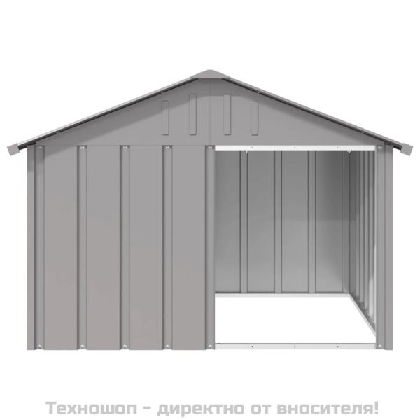 Кучешка къща сива 116,5x103x81,5 см поцинкована стомана