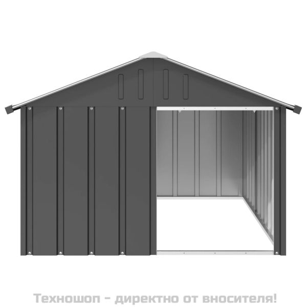 Кучешка къща антрацит 116,5x153x81,5 см поцинкована стомана