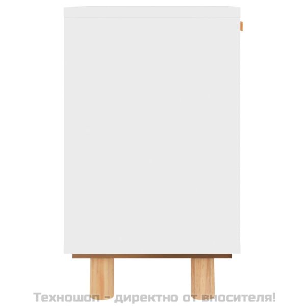 Нощни шкафчета, 2 бр, бели, бор масив и естествен ратан