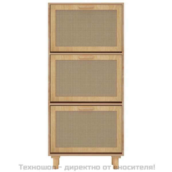 Шкаф за обувки кафяв 52x25x115 см инженерно дърво и ратан