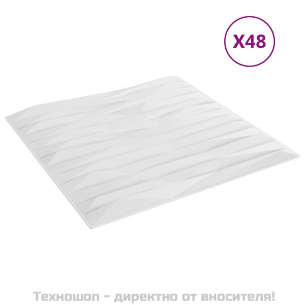 Стенни панели 48 бр бели 50x50 см XPS 12 м² камък
