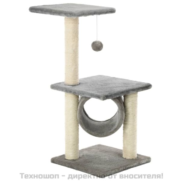 Котешко дърво със сизалени стълбове, 65 см, сиво