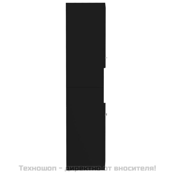 Шкаф за баня, черен, 30x30x130 см, инженерно дърво