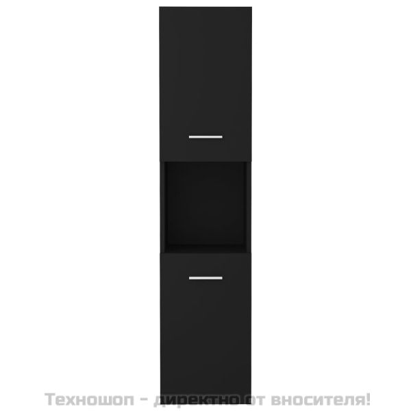 Шкаф за баня, черен, 30x30x130 см, инженерно дърво