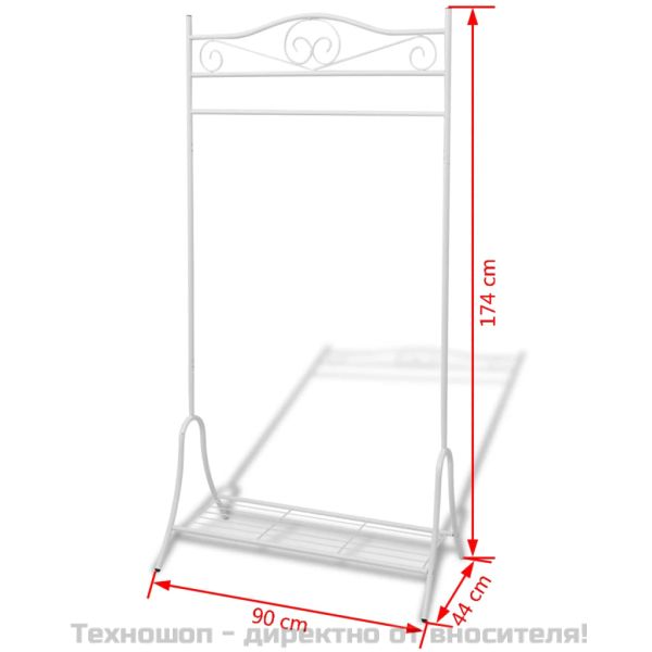 щендер за дрехи, бял, стомана