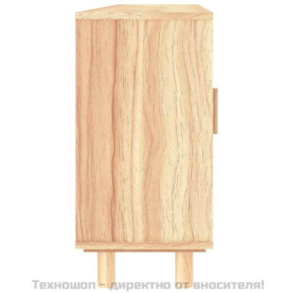 Сайдборд, кафяв, 105x30x60 см, бор масив и естествен ратан