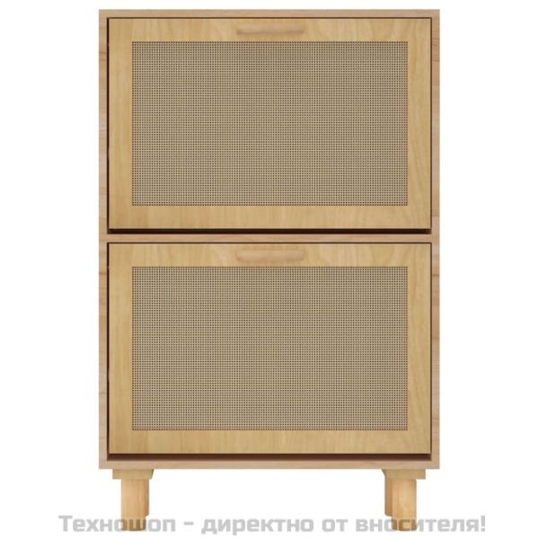 Шкаф за обувки кафяв 52x25x80 см инженерно дърво и ратан