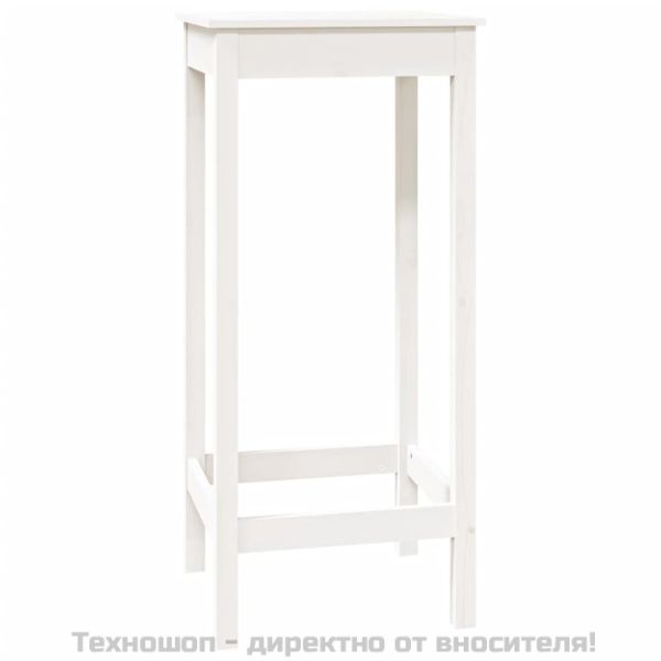 Бар маса, бяла, 50x50x110 см, борово дърво масив