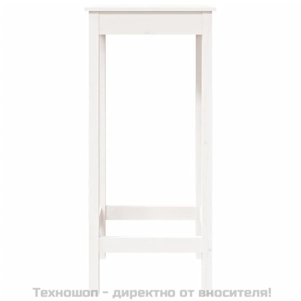 Бар маса, бяла, 50x50x110 см, борово дърво масив