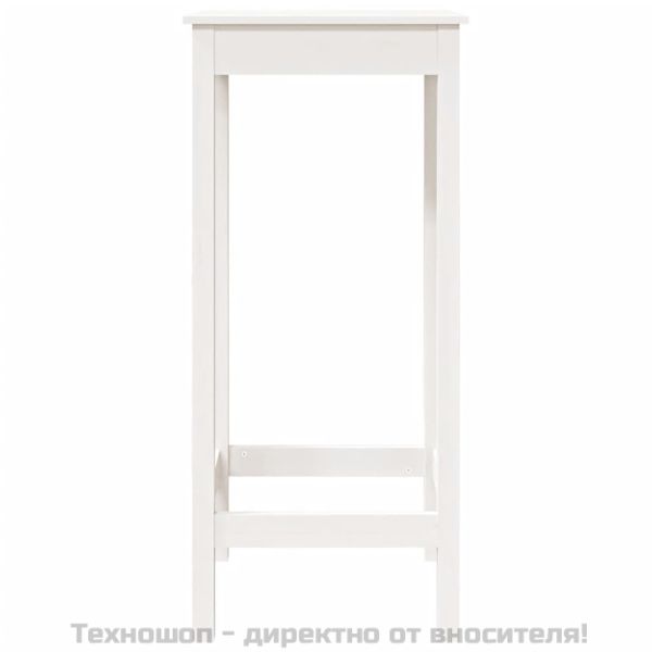 Бар маса, бяла, 50x50x110 см, борово дърво масив