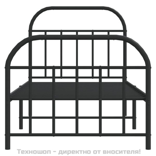 Метална рамка за легло с горна и долна табла, черна, 90x190 см