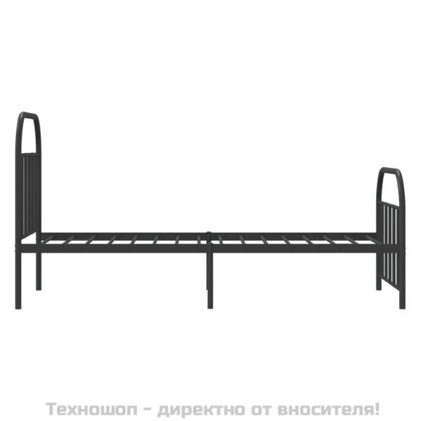 Метална рамка за легло с горна и долна табла, черна, 90x190 см