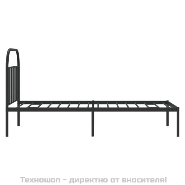 Метална рамка за легло с горна табла, черна, 90x200 см