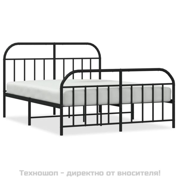 Метална рамка за легло с горна и долна табла, черна, 140x190 см