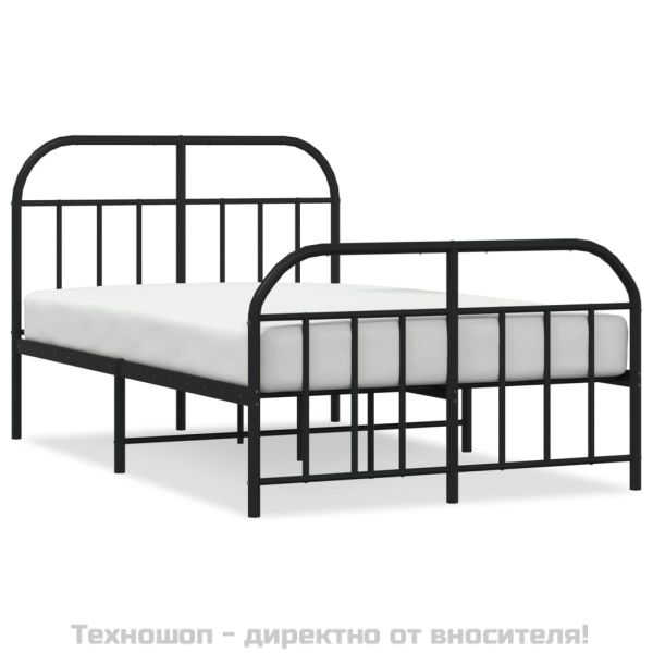 Метална рамка за легло с горна и долна табла, черна, 120x190 см