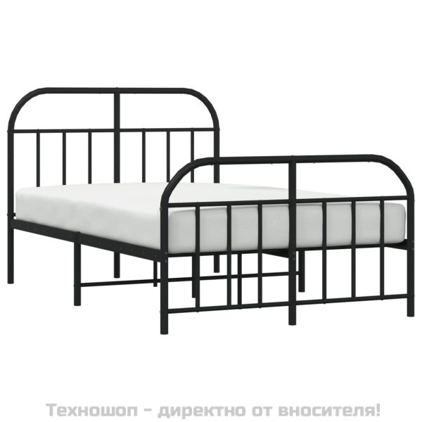 Метална рамка за легло с горна и долна табла, черна, 120x190 см