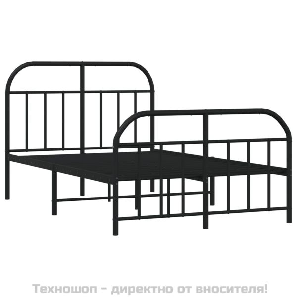 Метална рамка за легло с горна и долна табла, черна, 120x190 см