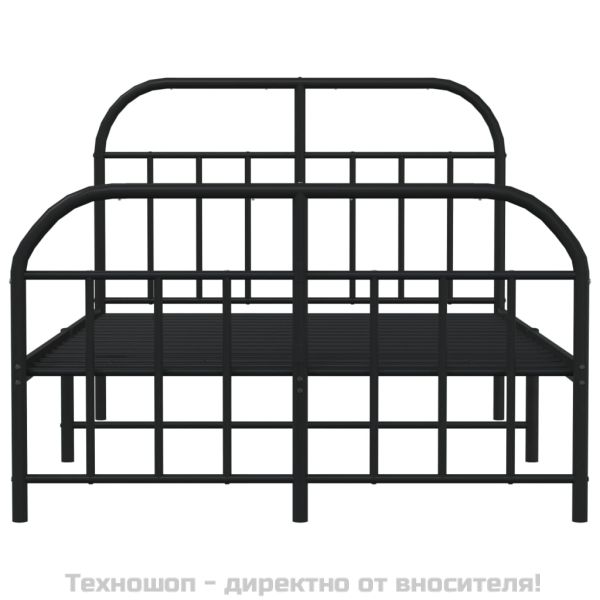 Метална рамка за легло с горна и долна табла, черна, 120x190 см