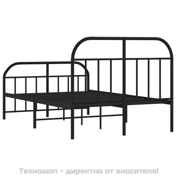 Метална рамка за легло с горна и долна табла, черна, 120x190 см