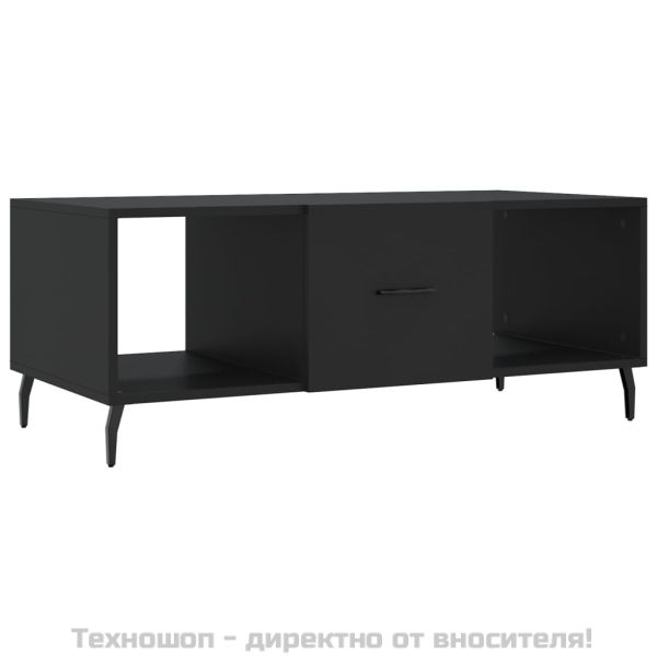 Маса за кафе, черна, 102x50x40 см, инженерно дърво