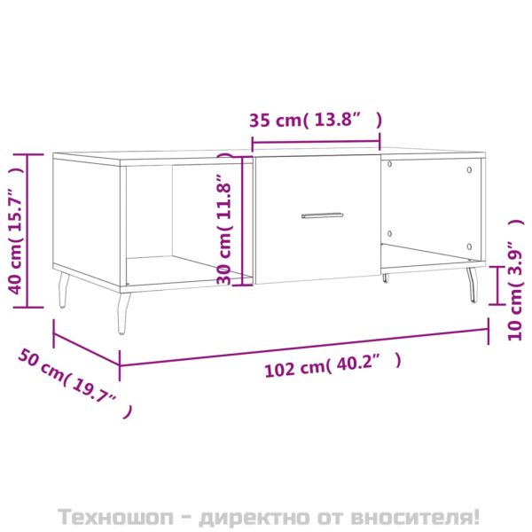 Маса за кафе, черна, 102x50x40 см, инженерно дърво